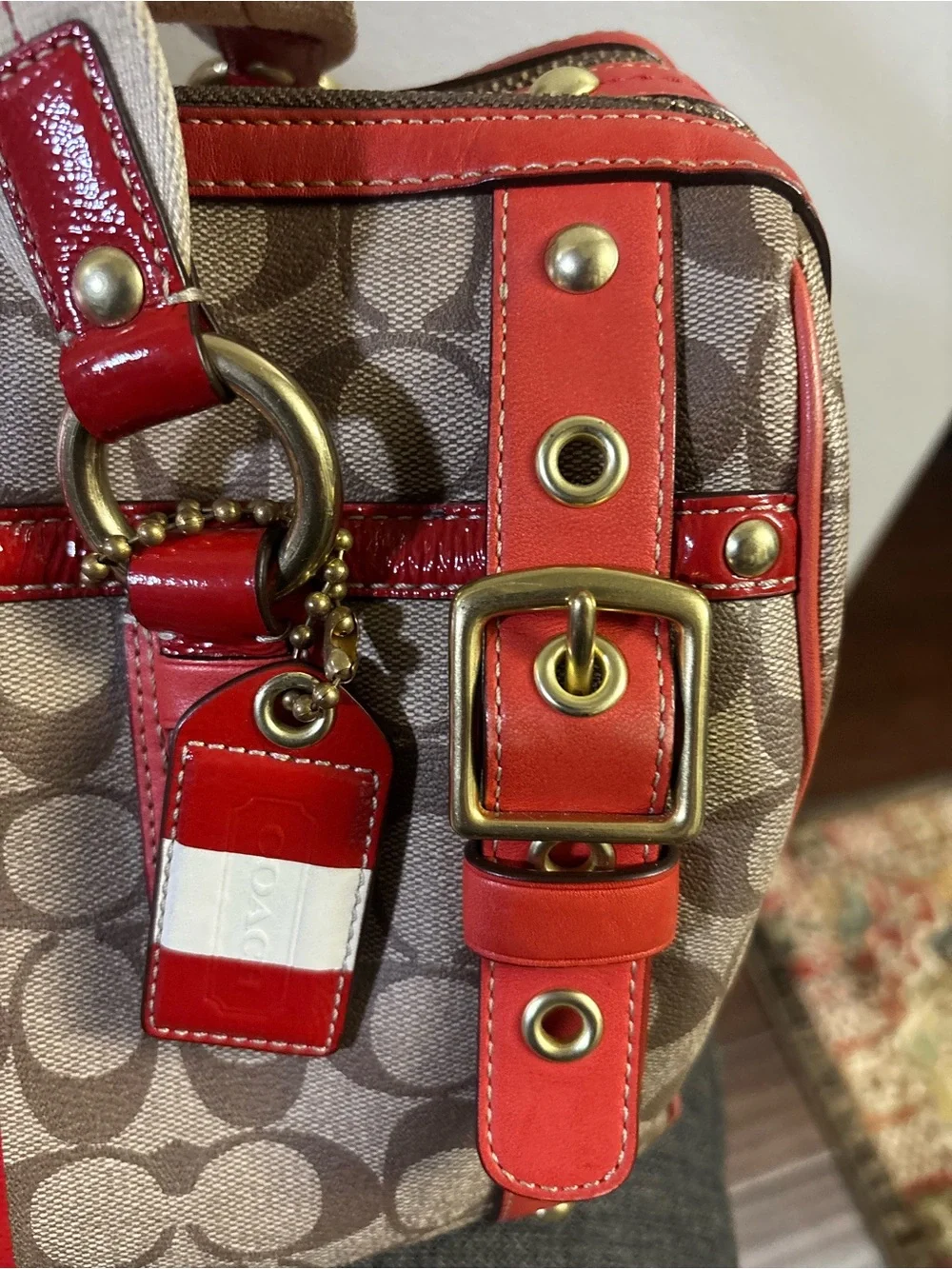 Coach Heritage Stripe XL Zip Satchel K0769-11564 - Picture 7 of 17